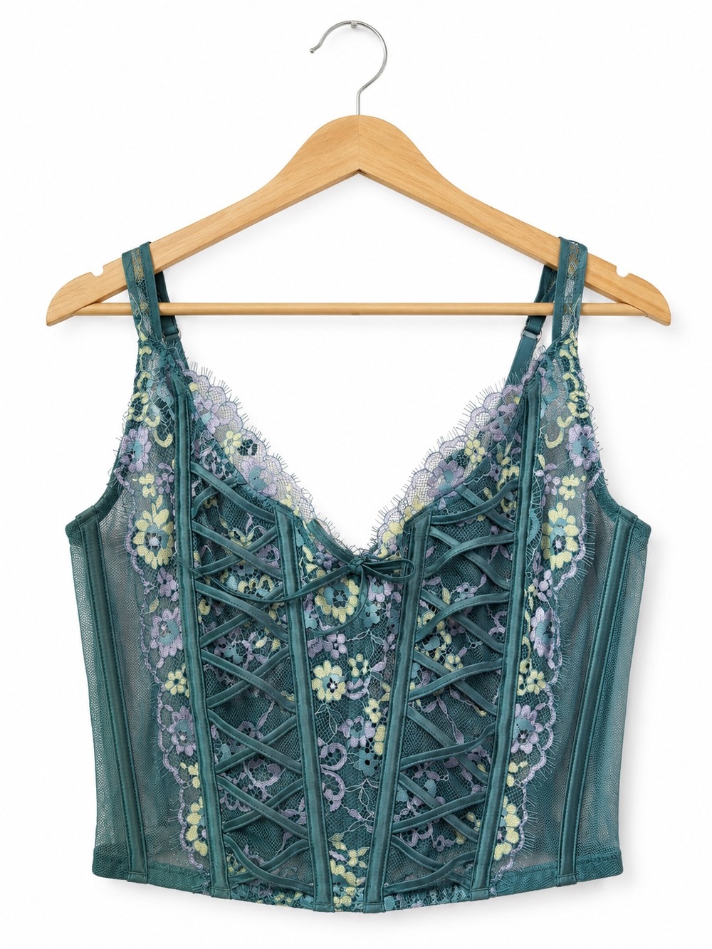 Victoria’s Secret Dream Angels Lace Corset Bralette Seafoam Green NWT Small